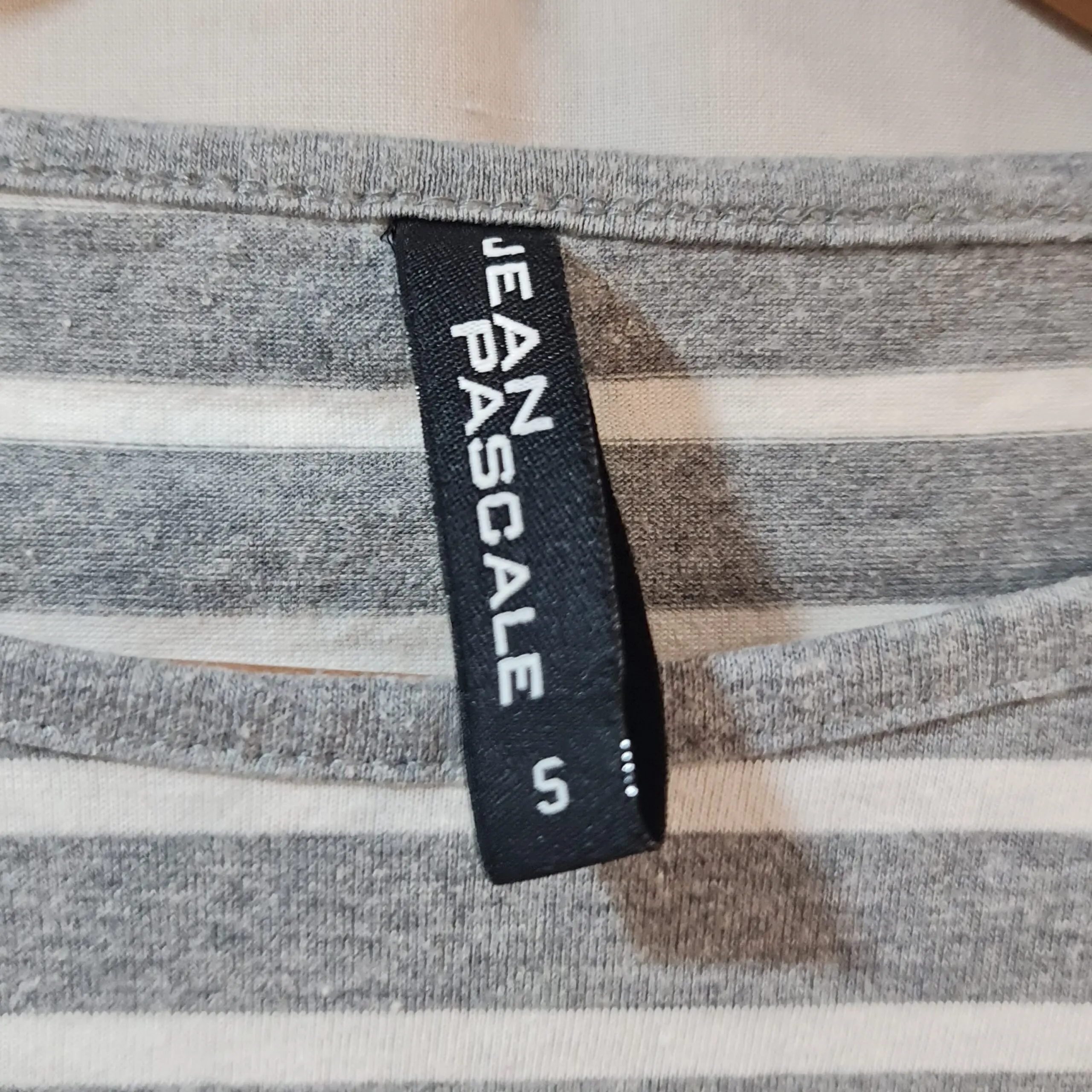 Jean Pascale Womens Grey White Stripe Long Sleeve Top S UK 8-10 - Image 3