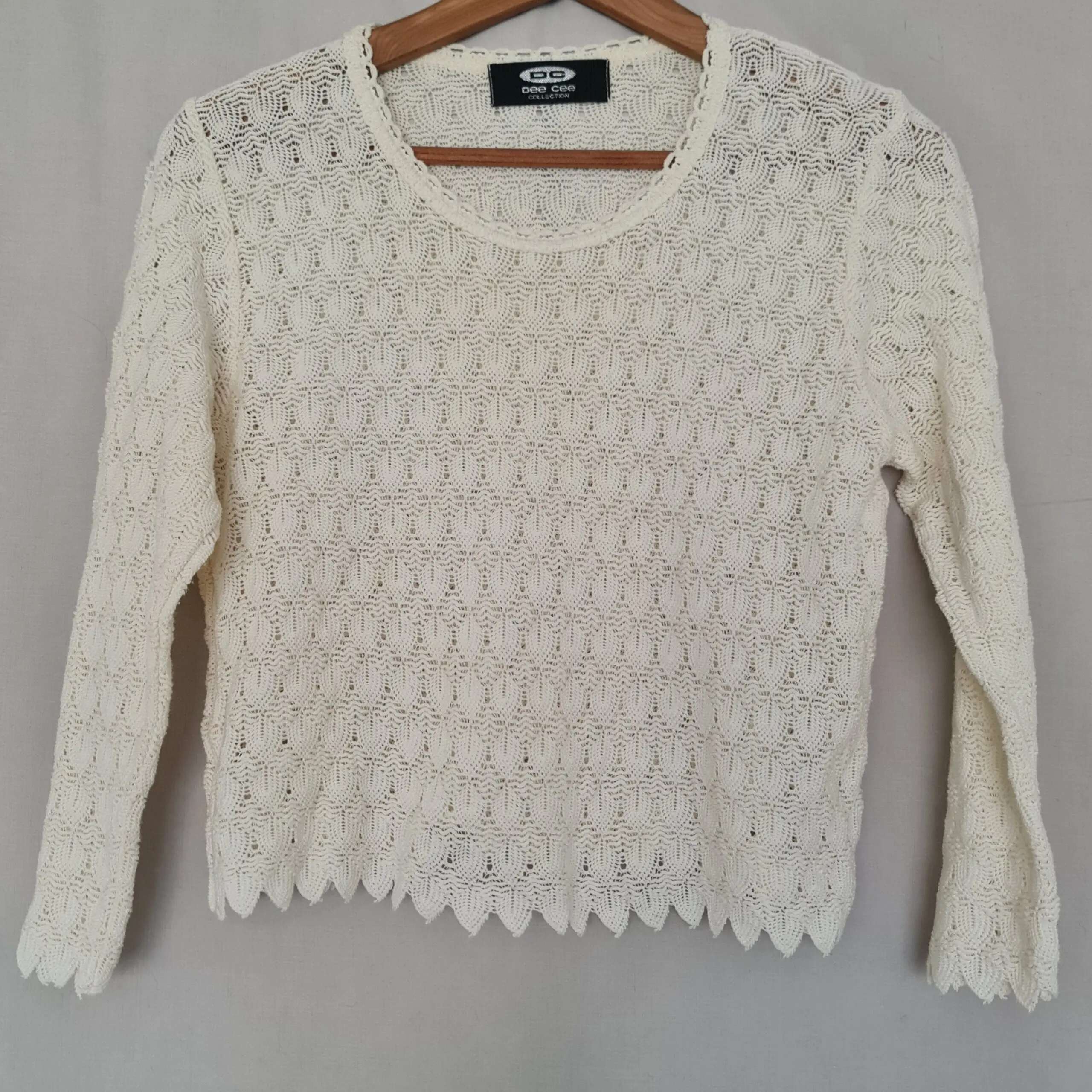 Dee Cee Womens Cream Open Knit Jumper S UK 8-10