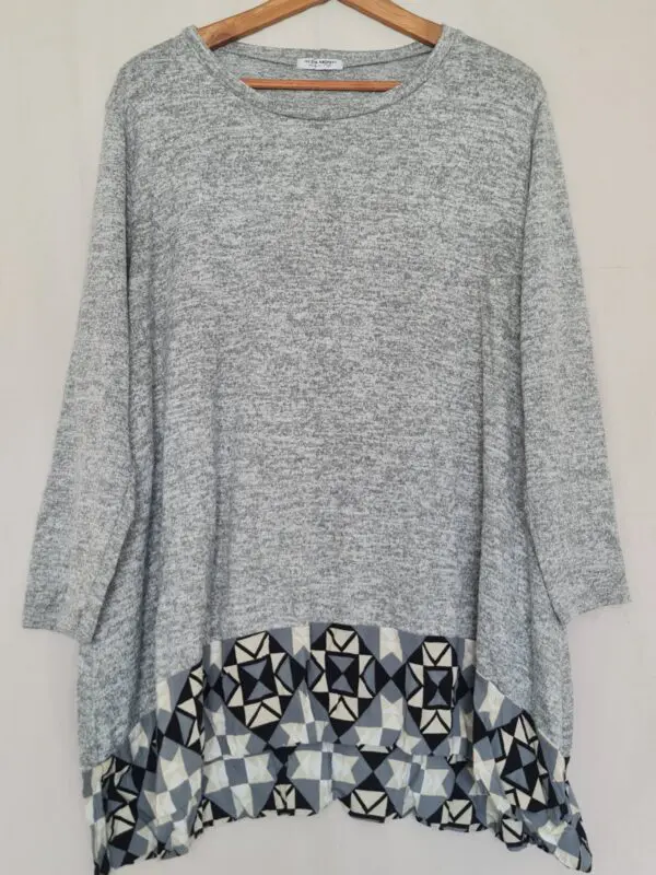 Alba Monti Womens Grey Geometric Hem Knit Tunic XL UK 20-22