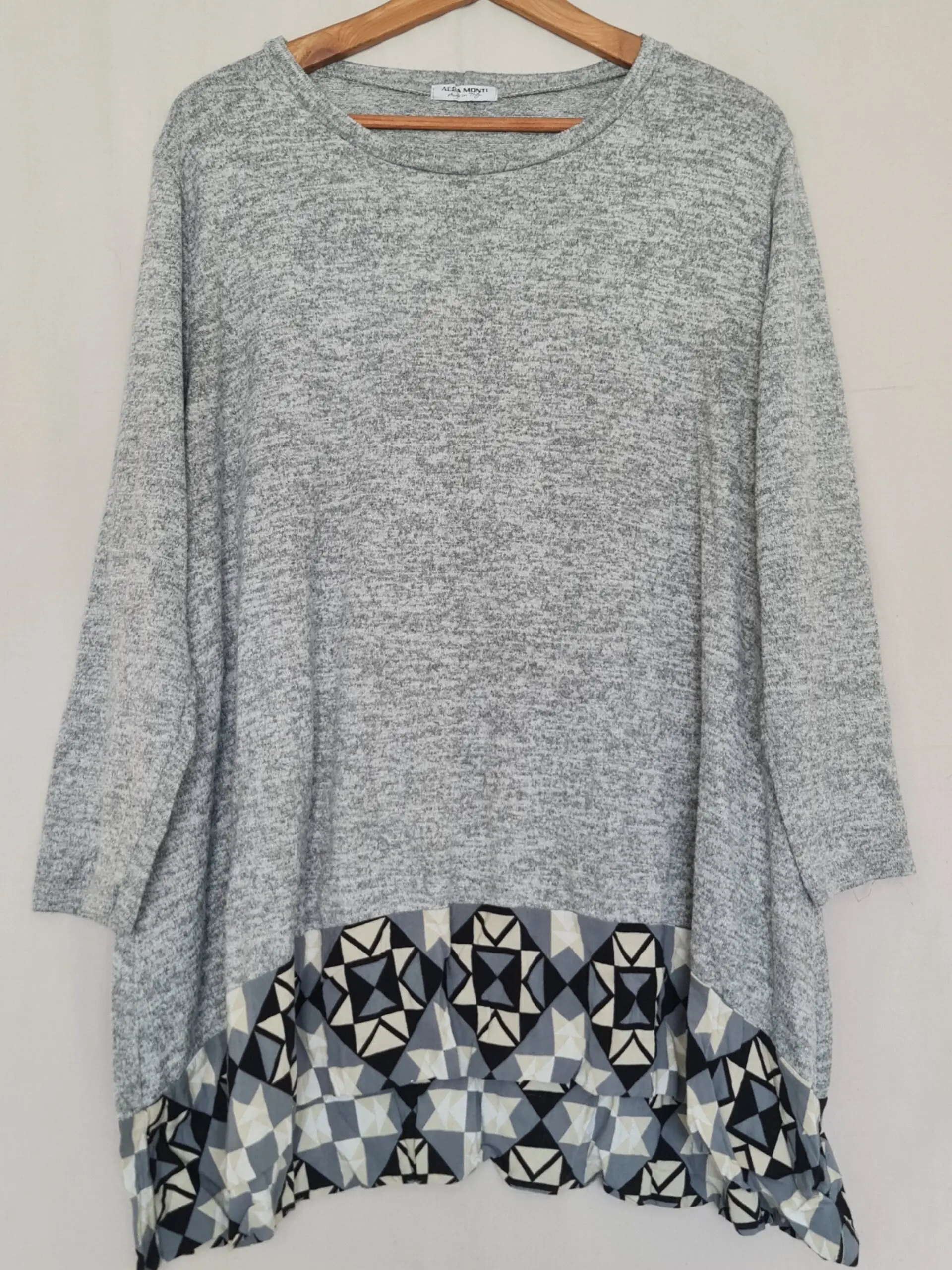 Alba Monti Womens Grey Geometric Hem Knit Tunic XL UK 20-22