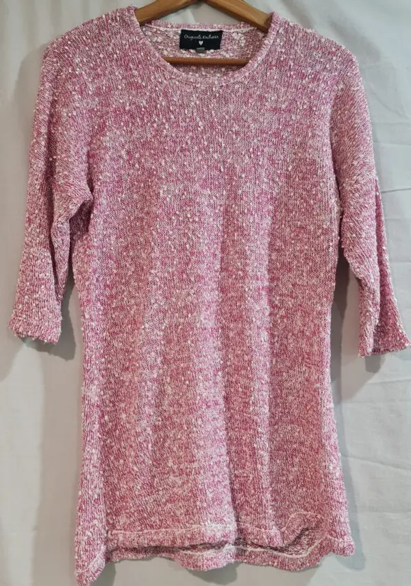 Originals Knitwear Womens Pink White Longline Jumper M UK 12-14