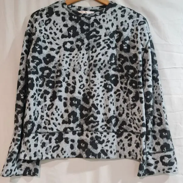TU Womens Grey Black Leopard Print Jumper S UK 8-10