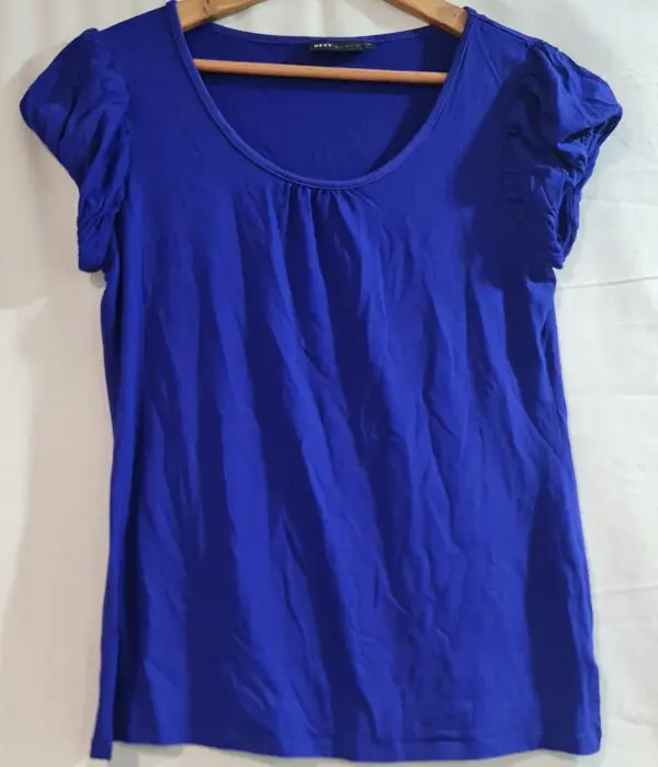 Next Womens Blue Ruched Sleeve Top UK 16