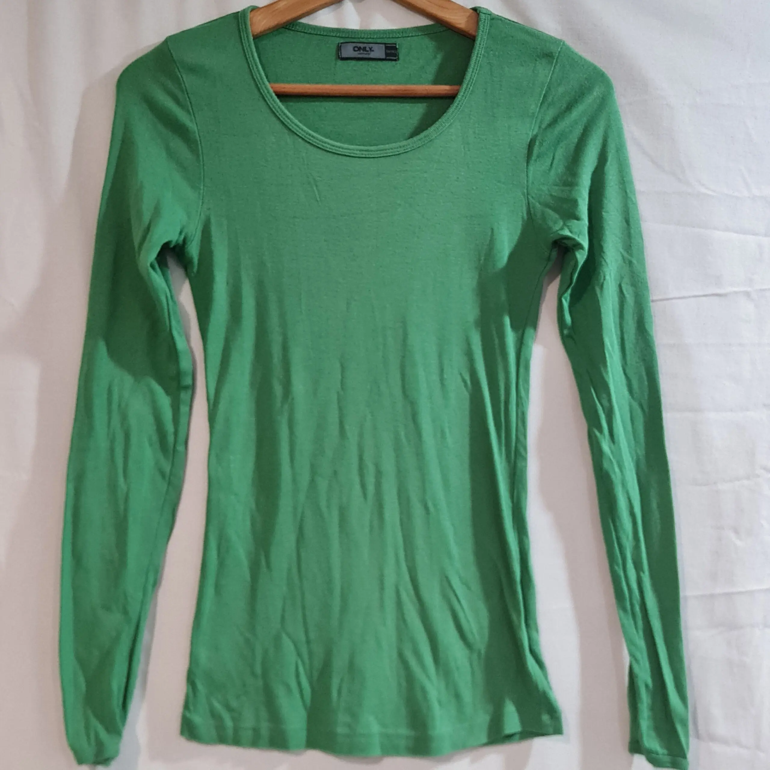 ONLY Womens Green Long Sleeve Scoop Neck Top S UK 8-10