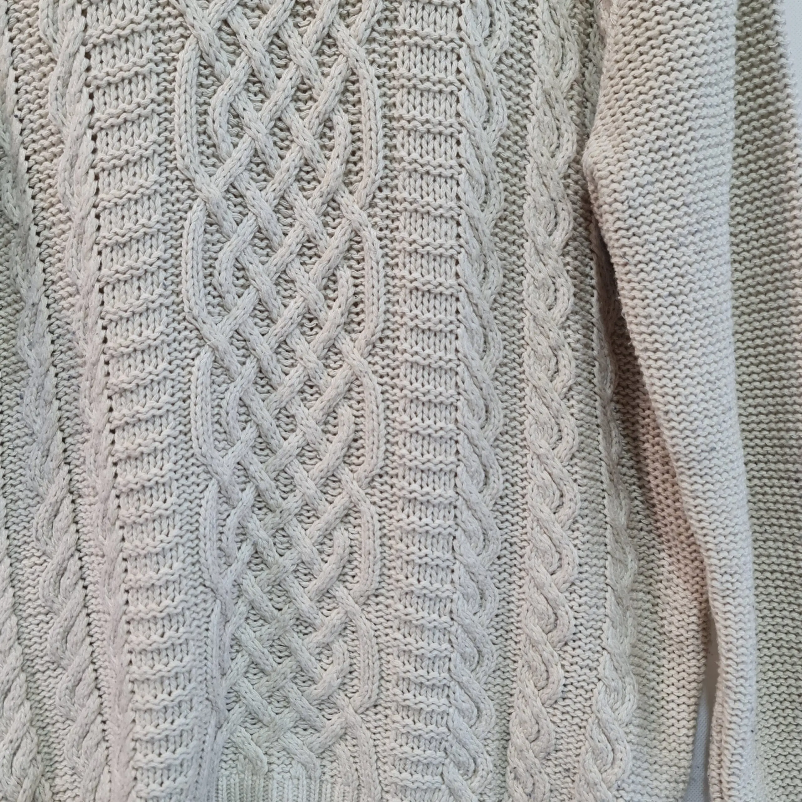 Asylum Heritage Mens Cream Cable Knit Jumper L - Image 2