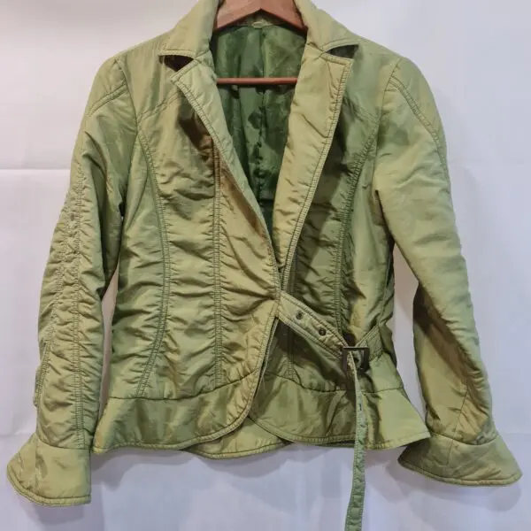 Womens Khaki Green Belted Lightweight Blazer Jacket S UK 8-10