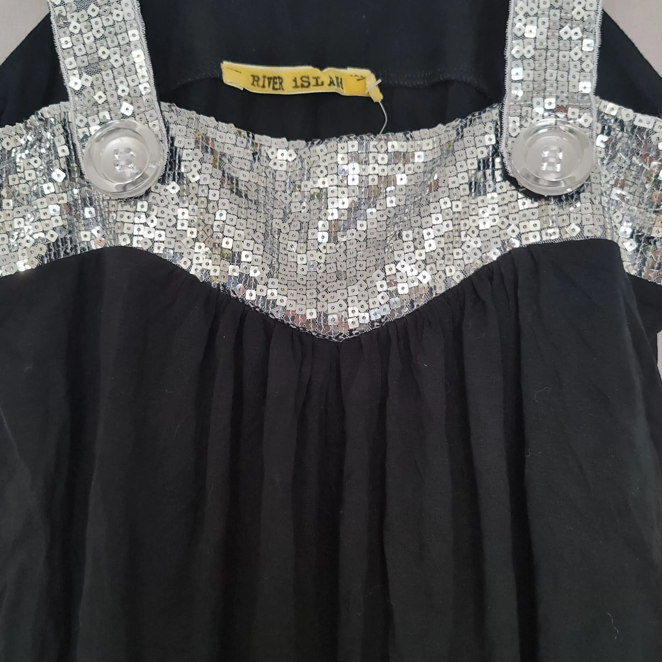 River Island Womens Black Silver Sequin Vest Top M UK 12-14 - Image 2