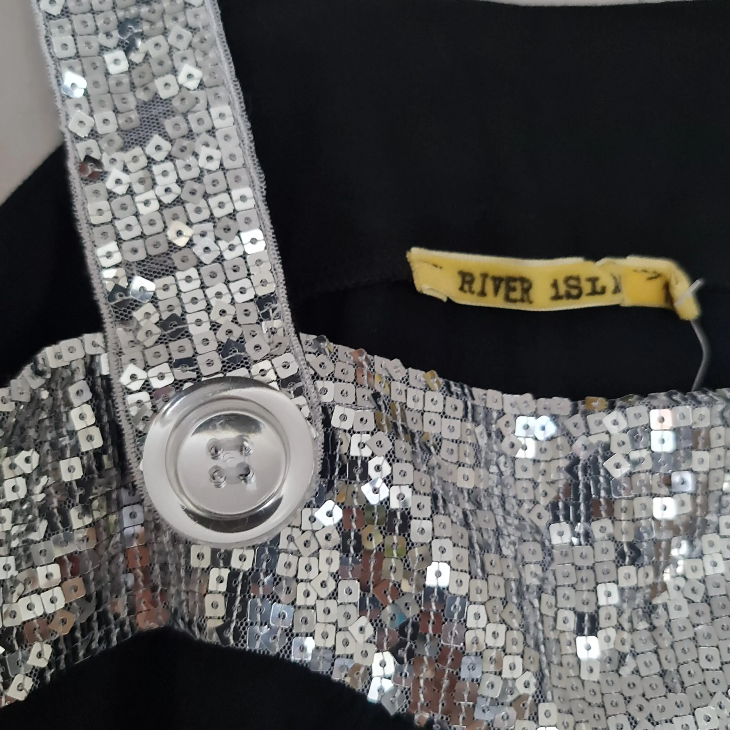 River Island Womens Black Silver Sequin Vest Top M UK 12-14 - Image 3