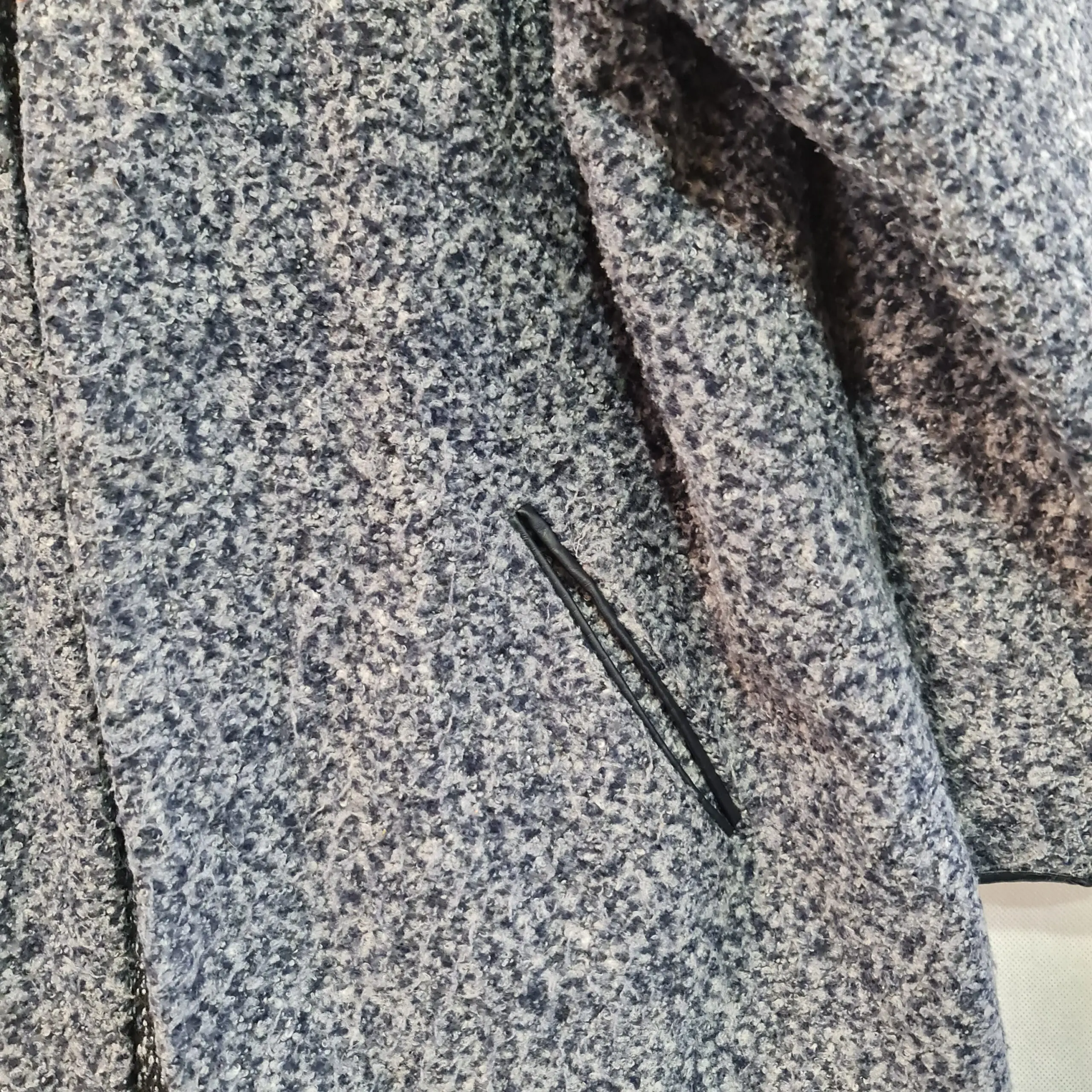 Marks & Spencer Womens Navy Grey Textured Long Coat UK 20 - Image 2