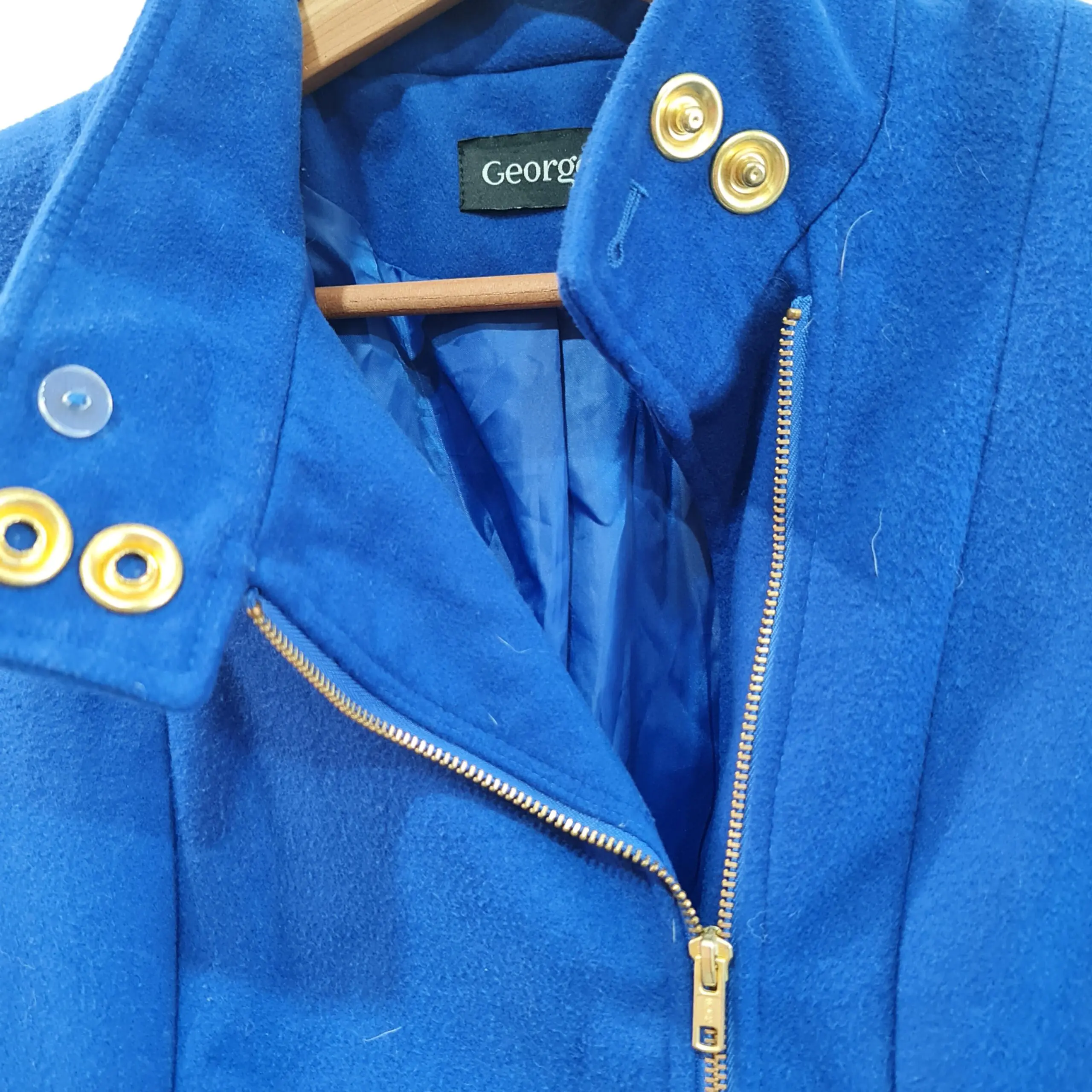 George Womens Cobalt Blue Asymmetric Zip Coat UK 8 - Image 3