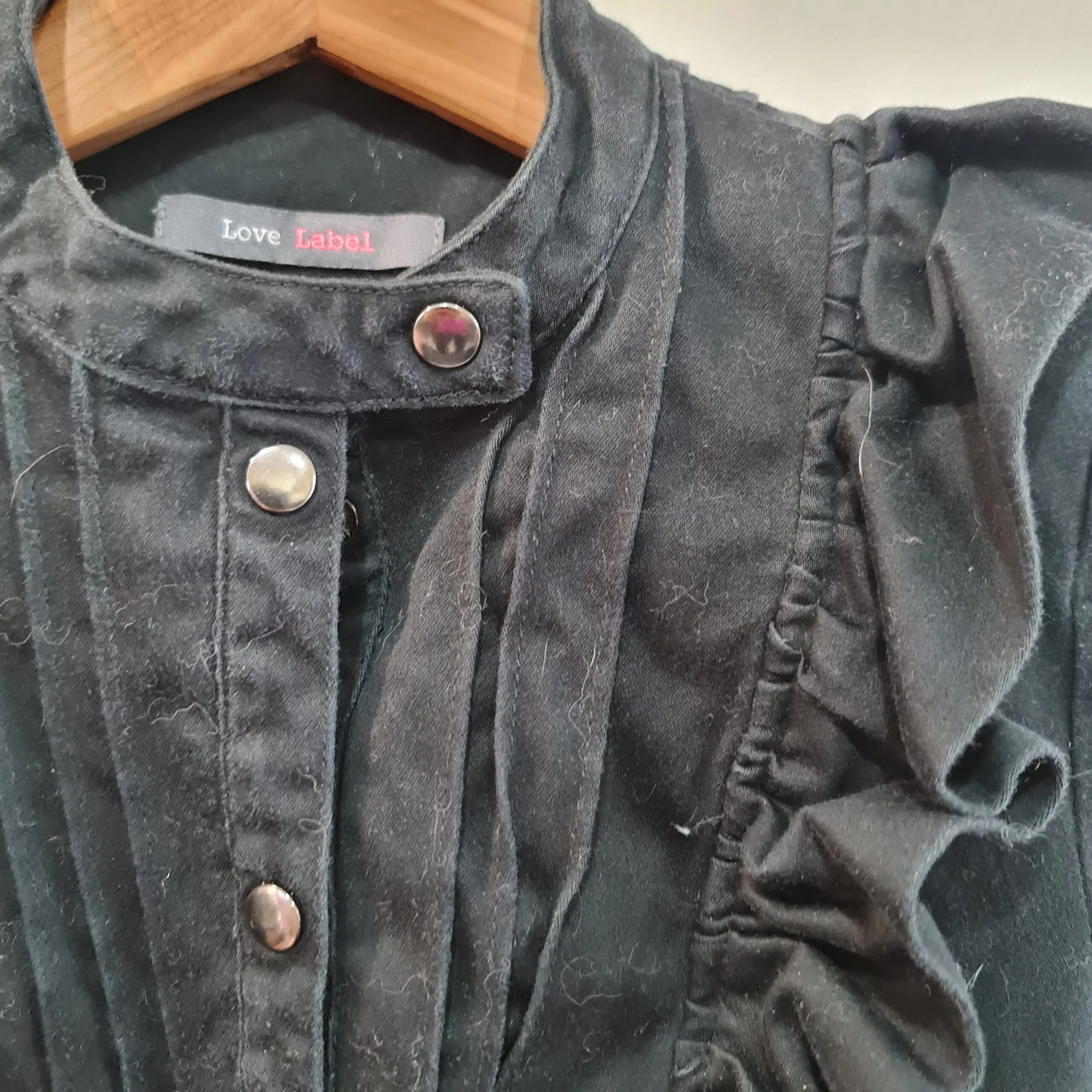 Love Label Womens Black Ruffle Denim Style Jacket S UK 8-10 - Image 4