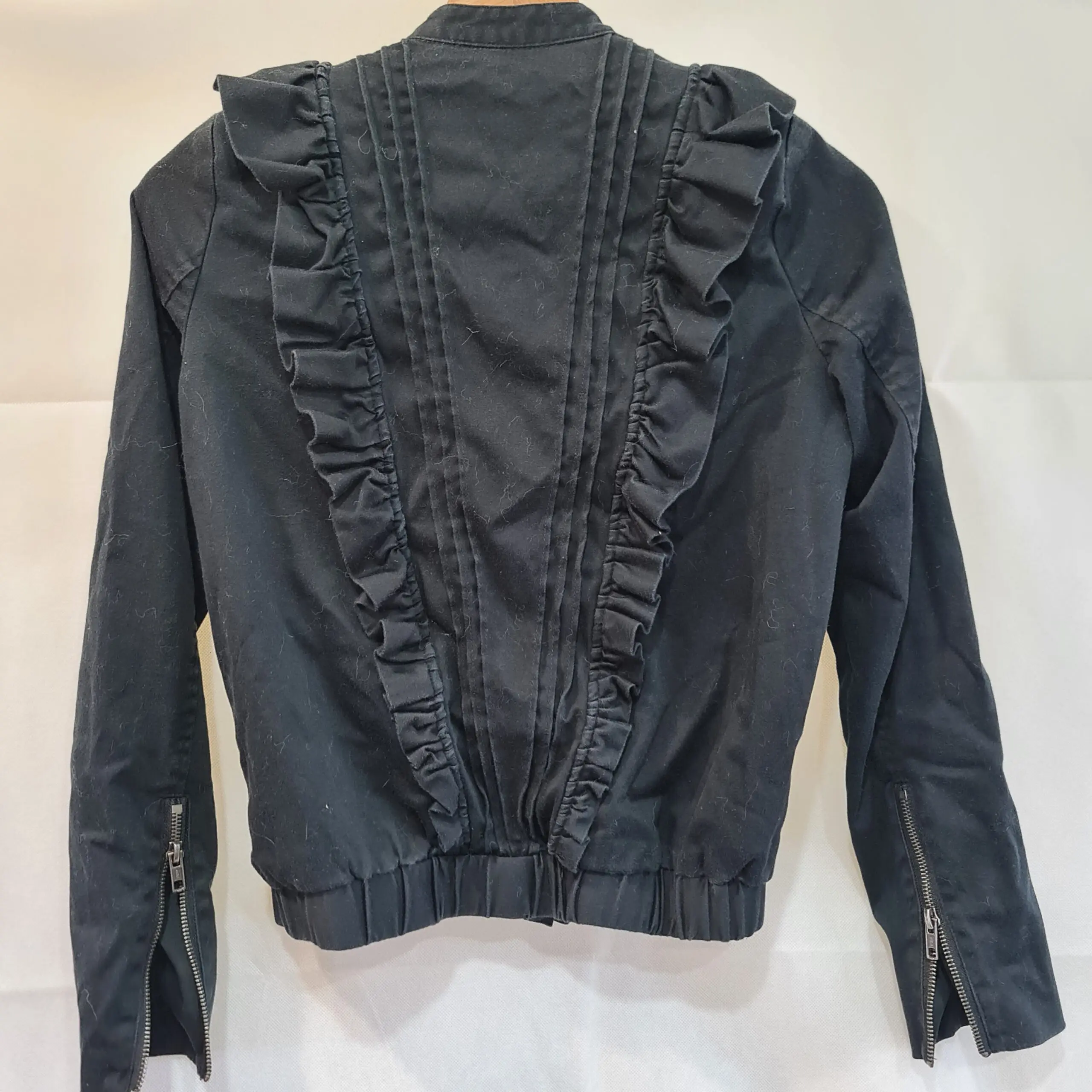 Love Label Womens Black Ruffle Denim Style Jacket S UK 8-10 - Image 5