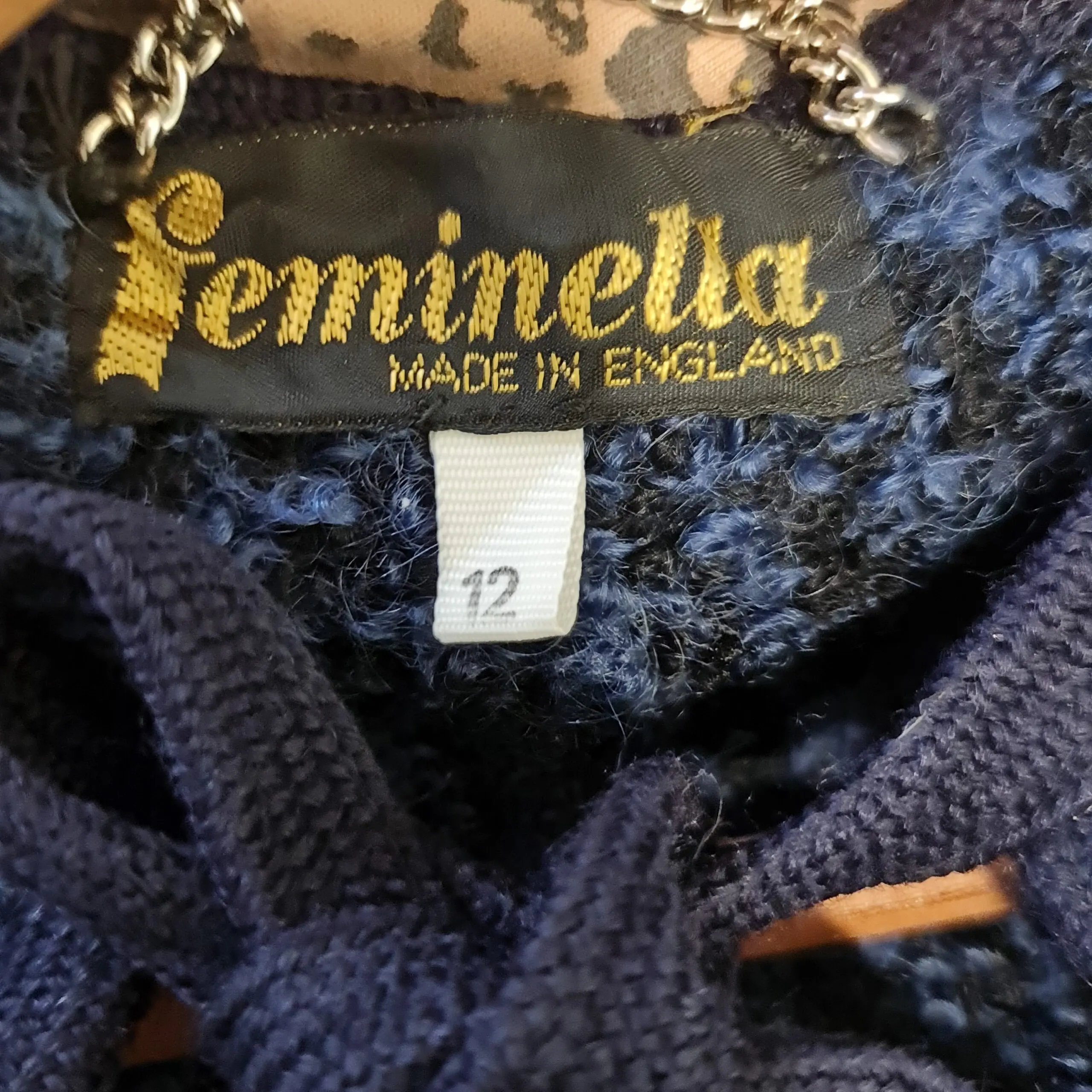 Feminella Womens Navy Blue Textured Tie Front Cardigan M UK 12-14 - Image 6