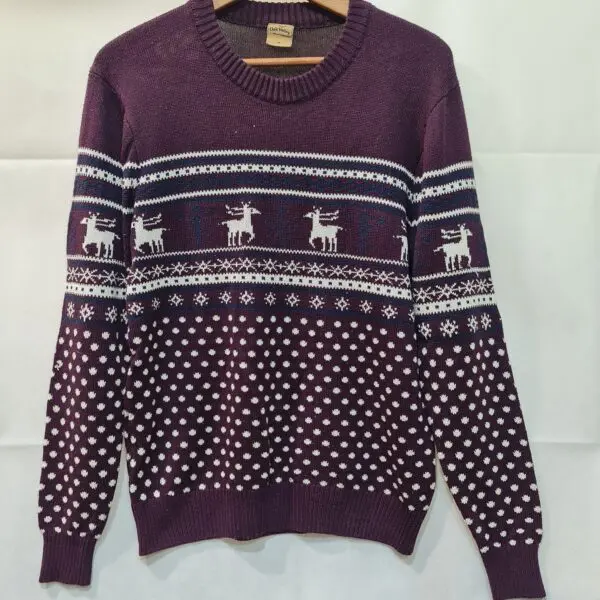 Oaks Valley Mens Purple Fair Isle Christmas Jumper M
