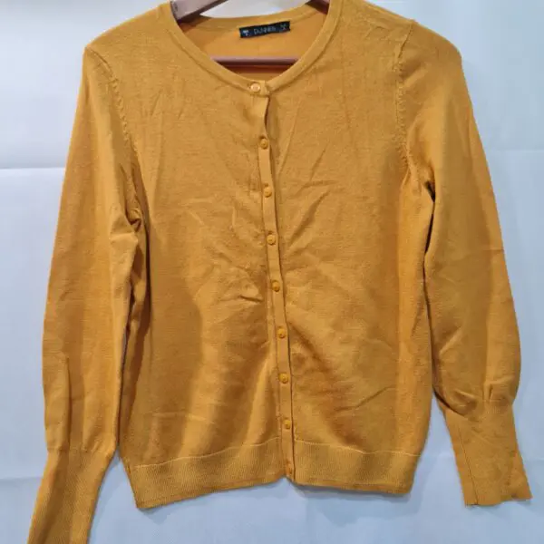 Dunnes Stores Womens Mustard Yellow Button Cardigan S UK 8-10