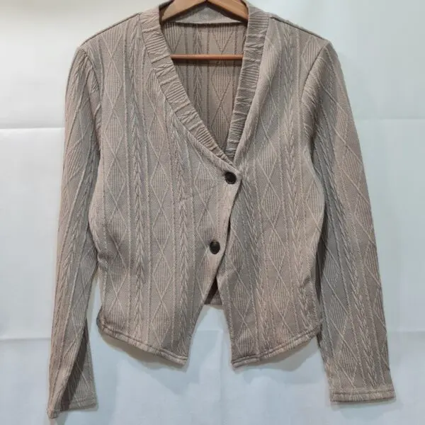 Shein Womens Taupe Brown Textured Knit V Neck Cardigan XL