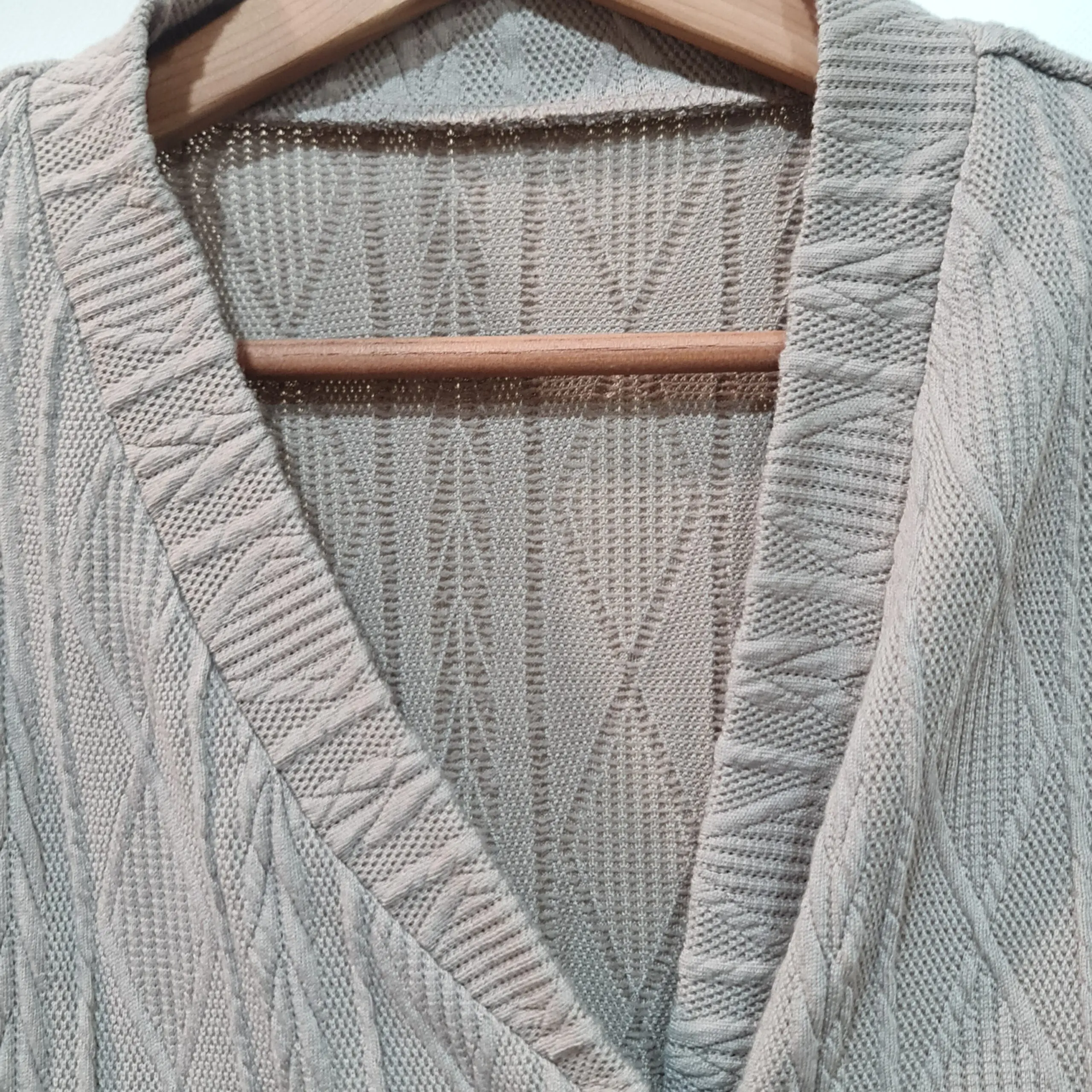 Shein Womens Taupe Brown Textured Knit V Neck Cardigan XL - Image 3