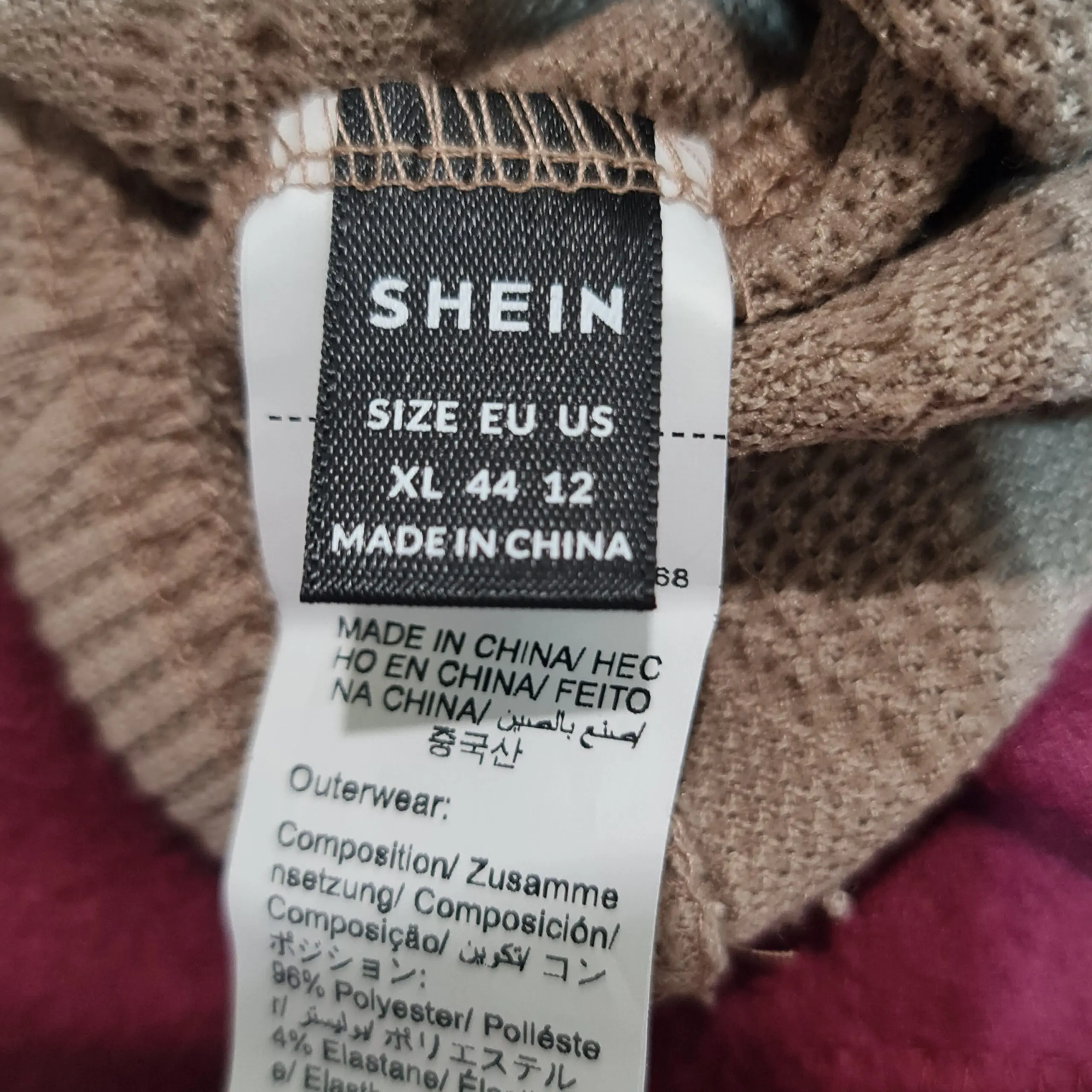Shein Womens Taupe Brown Textured Knit V Neck Cardigan XL - Image 4