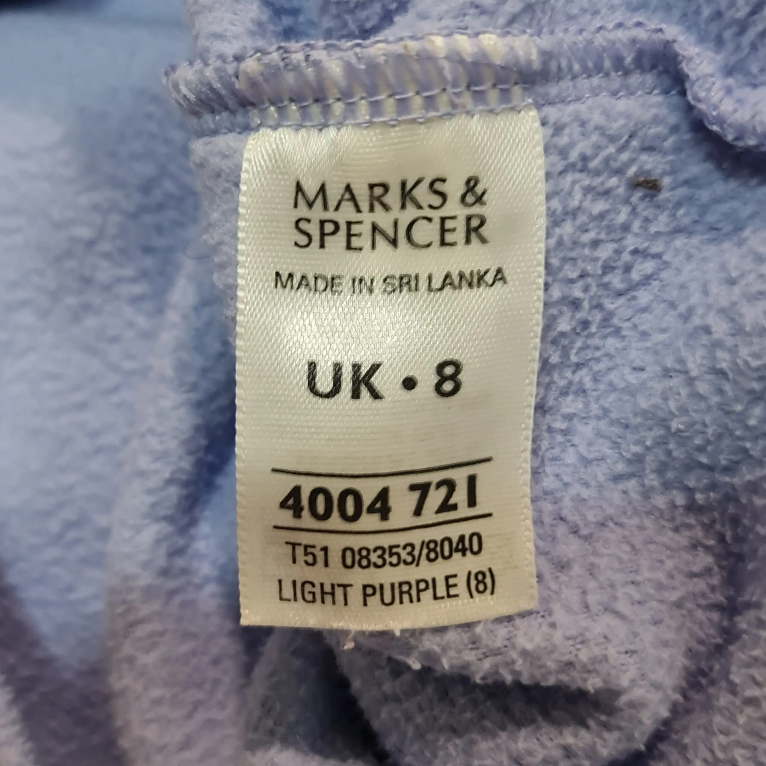 Marks & Spencer Womens Light Blue Purple Full Zip Fleece UK 8 - Image 2