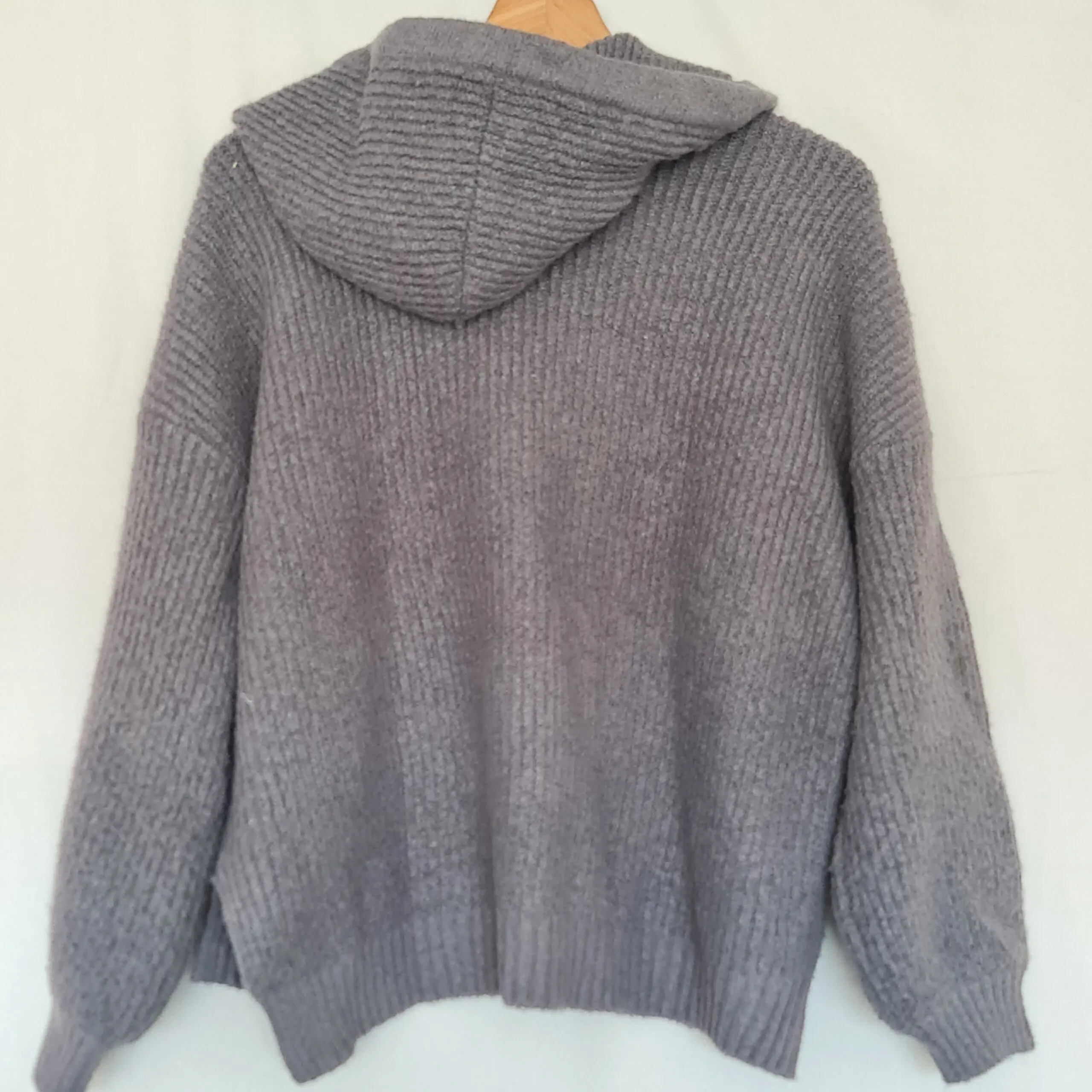 Missguided Womens Grey Chunky Knit Hooded Jumper UK 10 - Image 3