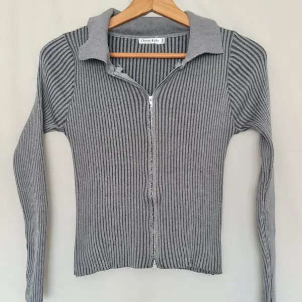 Cherry Koko Women's Grey Full Zip Cardigan S / UK 8-10