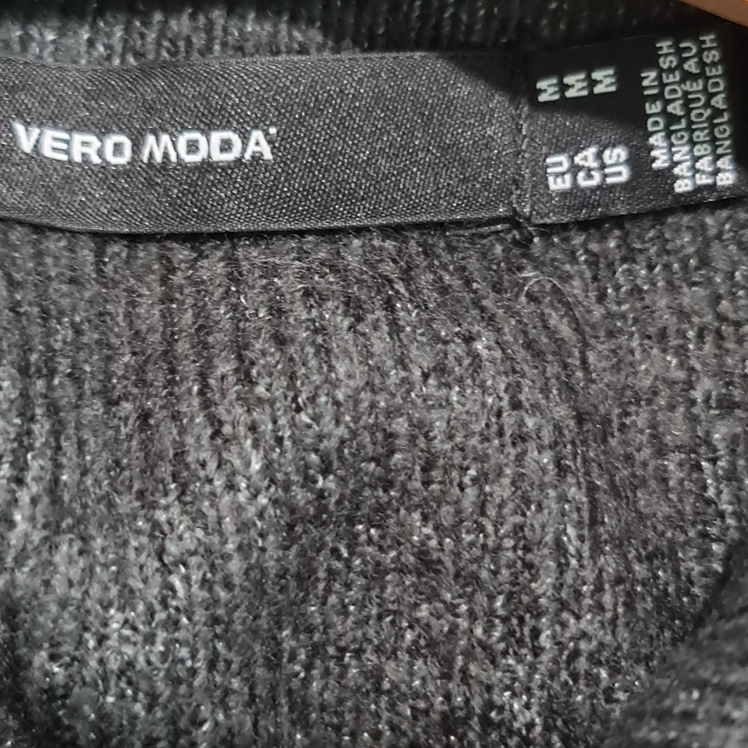 Vero Moda Womens Dark Grey Collared Puff Sleeve Knit Jumper M - Image 4