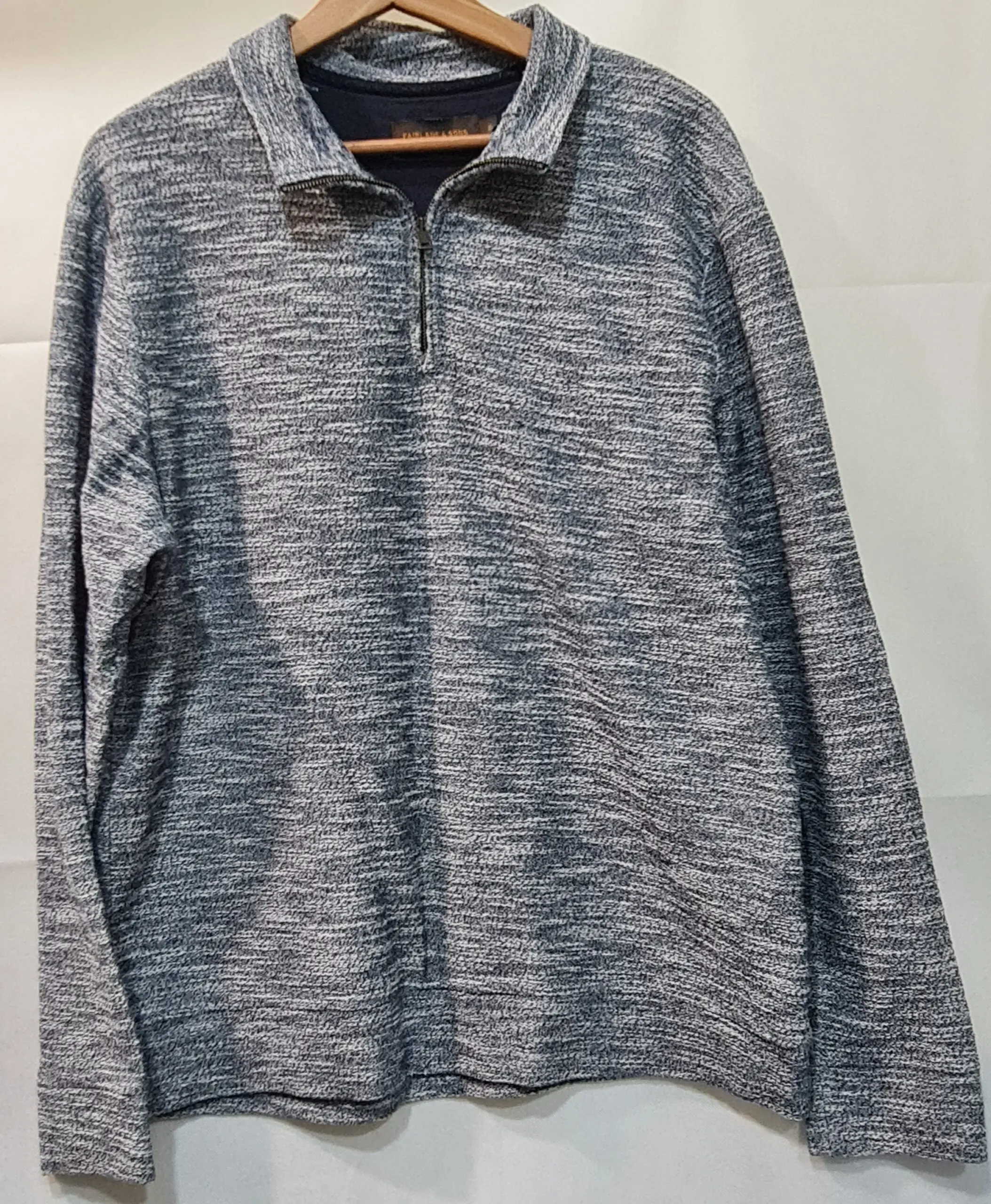 Fairlane & Sons Mens Grey Marl Quarter Zip Cotton Jumper XL