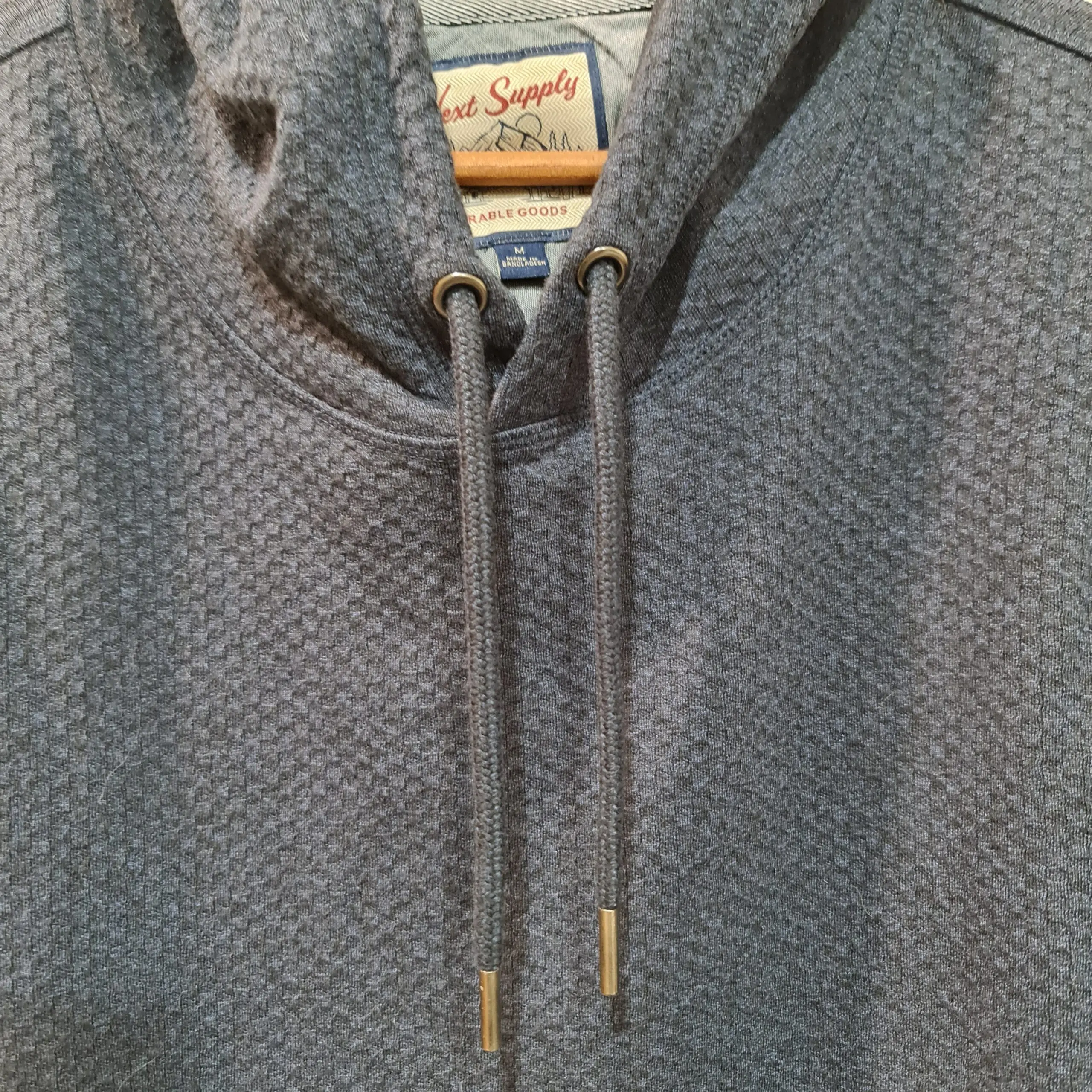 Next Mens Navy Blue Textured Knit Hooded Jumper Hoodie M - Image 2