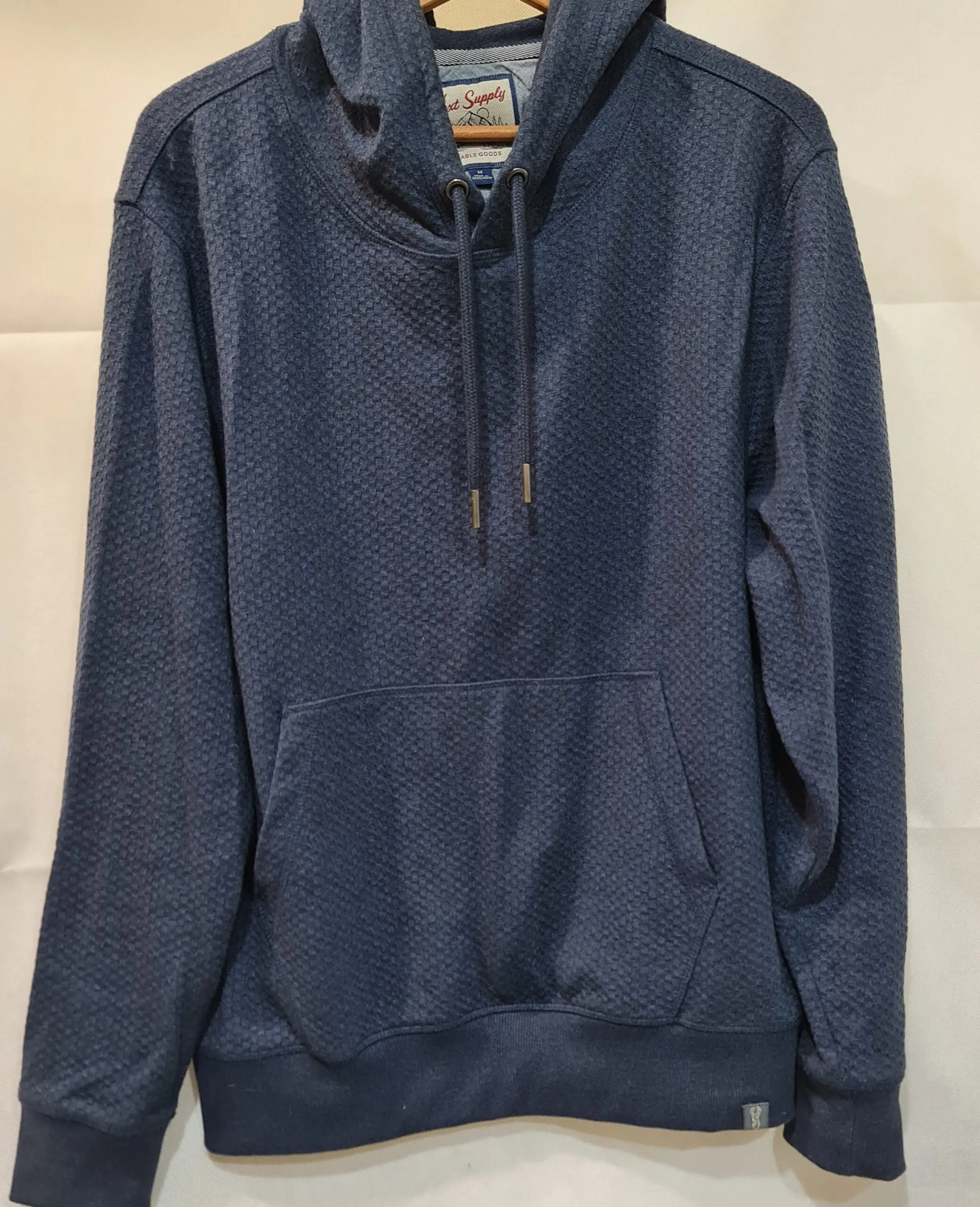 Next Mens Navy Blue Textured Knit Hooded Jumper Hoodie M