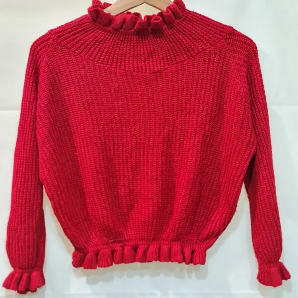 Womens Bright Red Chunky Knit Jumper Vest S UK 8-10