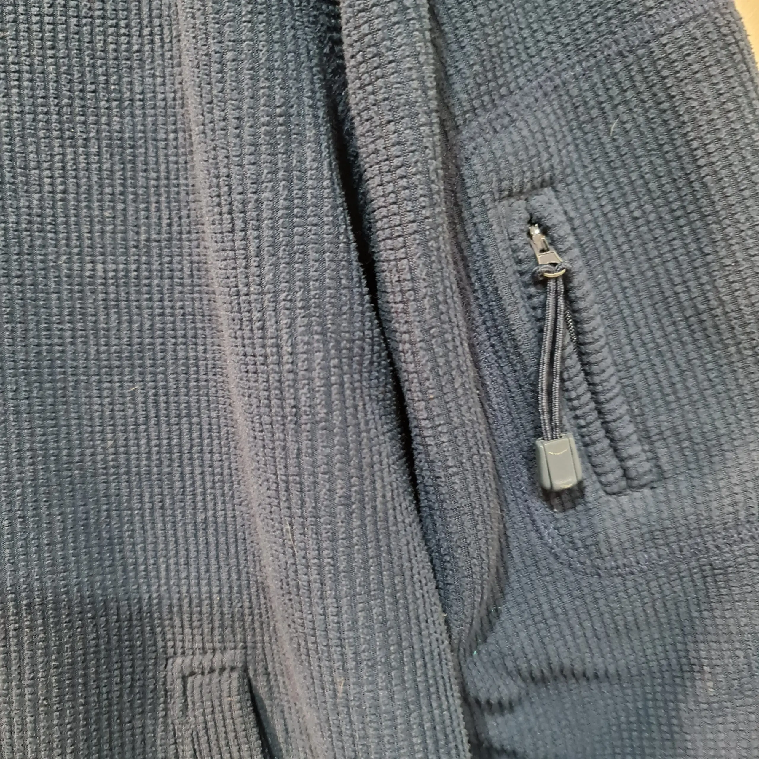 Authentic Mens Navy Ribbed Quarter Zip Fleece Jumper Size L - Image 2