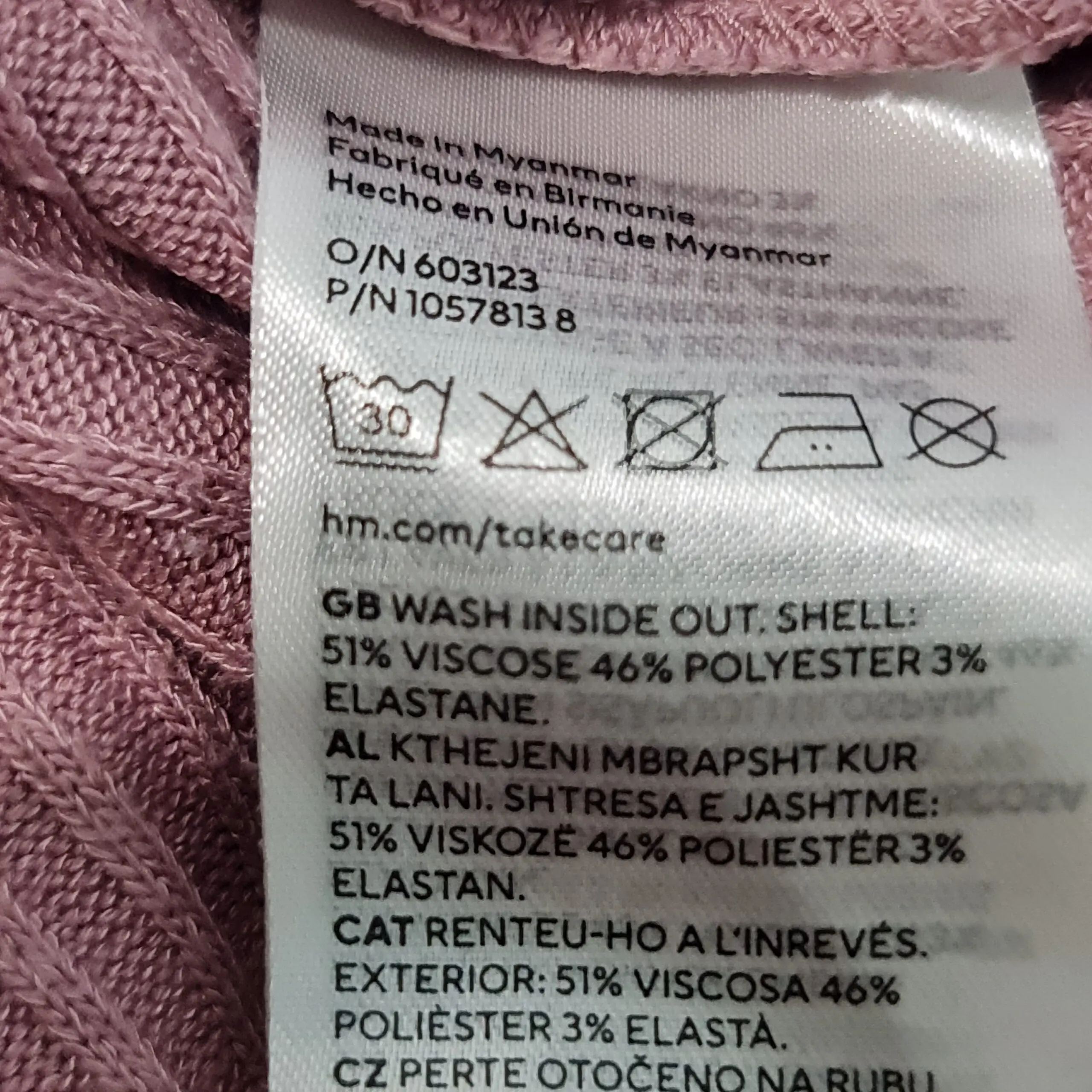 H&M Girls Dusty Pink Ribbed Hooded Jumper Age 9-10 Years - Image 4