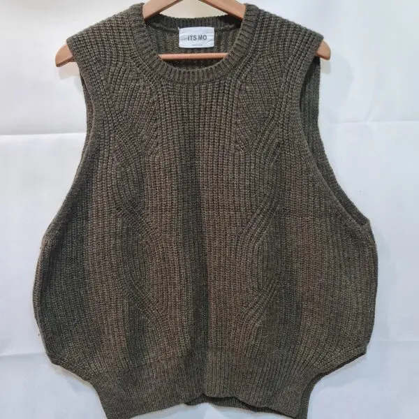 ITS MO Womens Khaki Brown Chunky Knit Sleeveless Jumper Vest M