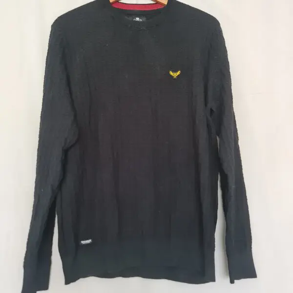 Threadbare Black Yellow Embroidered Emblem Jumper L
