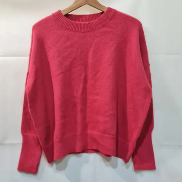 Womens Red Soft Knit Crew Neck Jumper Viscose Blend S UK 8-10