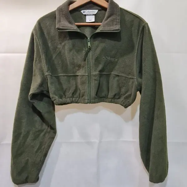 Columbia Womens Olive Green Cropped Full Zip Fleece Jacket M