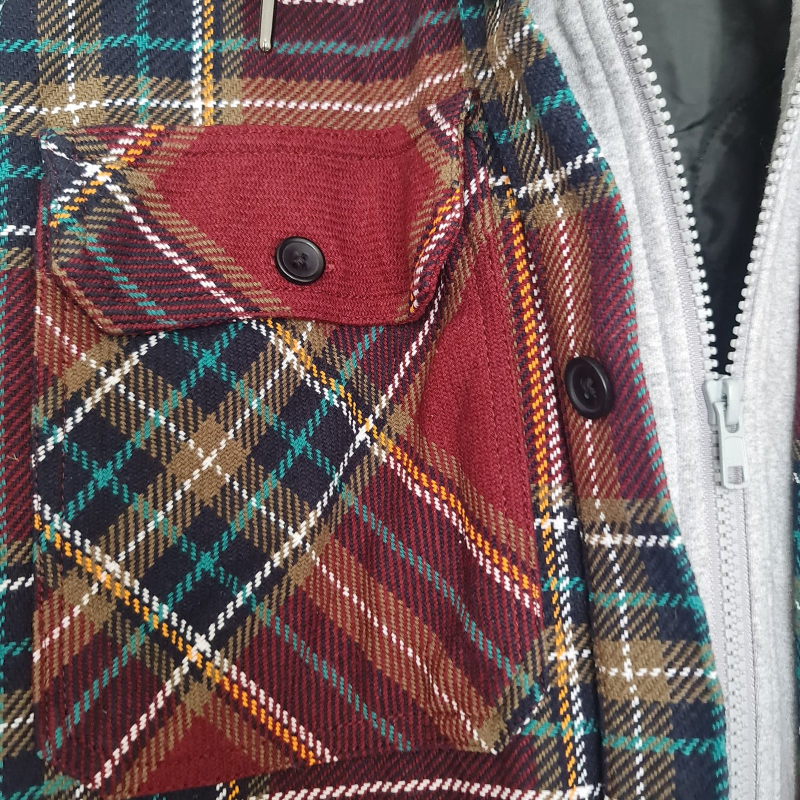 Next Men's Burgundy Tartan Hooded Shirt Jacket XL 45-47in - Image 2