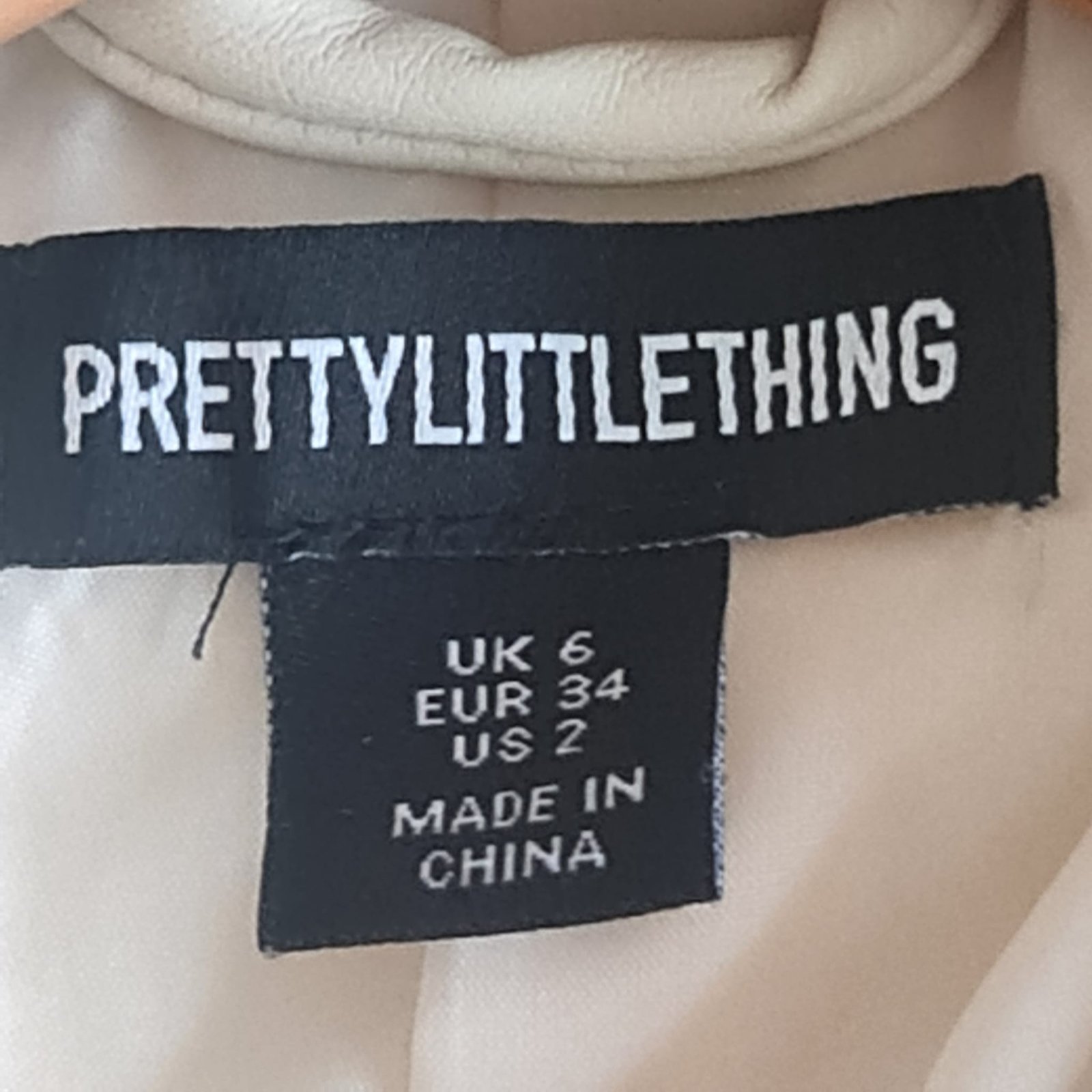 PrettyLittleThing Womens Cream Black Cropped Racer Jacket UK 6 - Image 2
