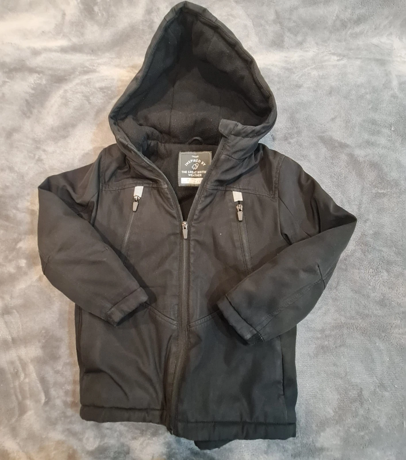 George Boys Black Hooded Winter Jacket 5–6 Years (110–116 cm)