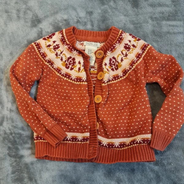 Rachel Zoe Girls’ Rust Red Knit Cardigan 3–4 Years