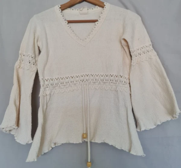 Trolley Design Women’s Crochet Knit Boho V Neck Jumper UK 8-10