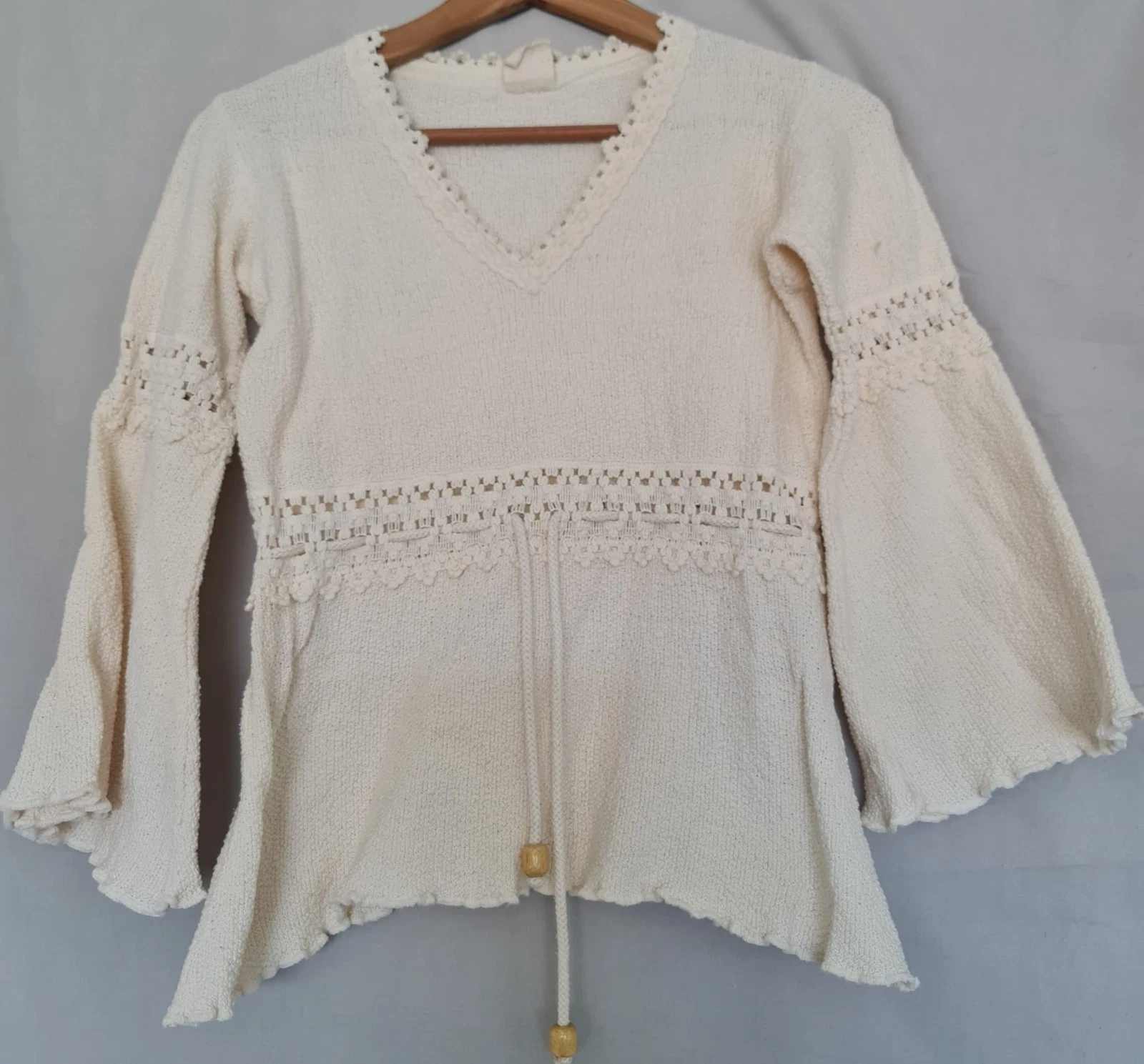 Trolley Design Women’s Crochet Knit Boho V Neck Jumper UK 8-10