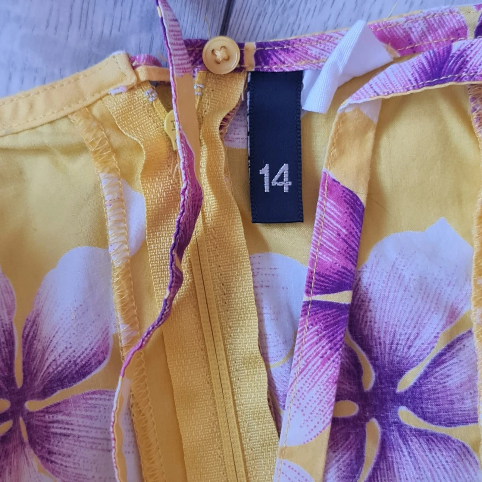 H&M Women’s Floral Sundress Yellow Purple Cotton M / UK 12-14 - Image 2