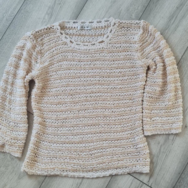 H&M Women’s Open Knit Cotton Jumper Beige Cream S / UK 8-10