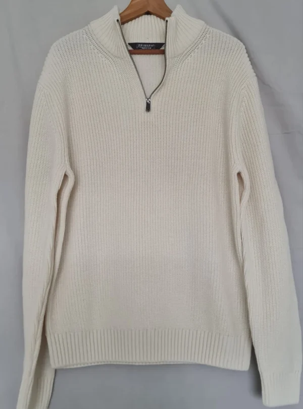 Primark Men’s Half Zip Knitted Jumper Cream M