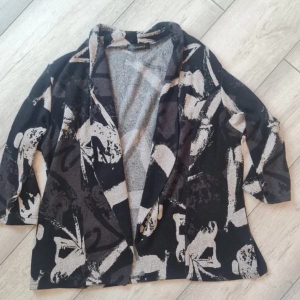 Just Elegance Women’s Open Front Jacket Cardigan Black UK 16-18