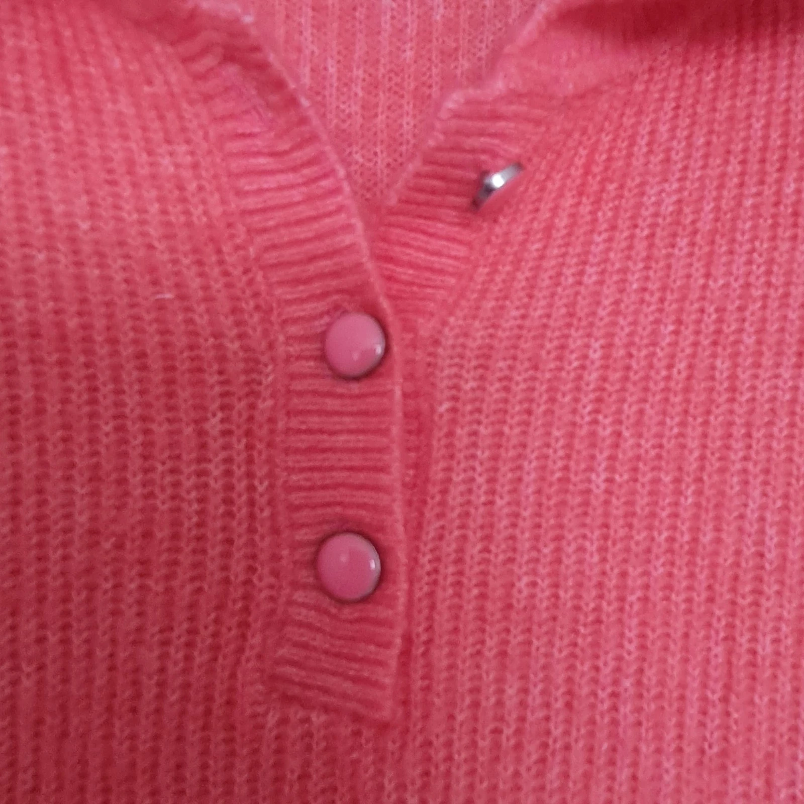 Damart Women’s Rib Knit Polo Jumper Coral L / UK 16-18 - Image 2