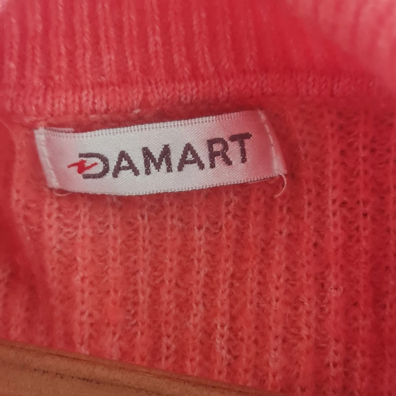 Damart Women’s Rib Knit Polo Jumper Coral L / UK 16-18 - Image 3