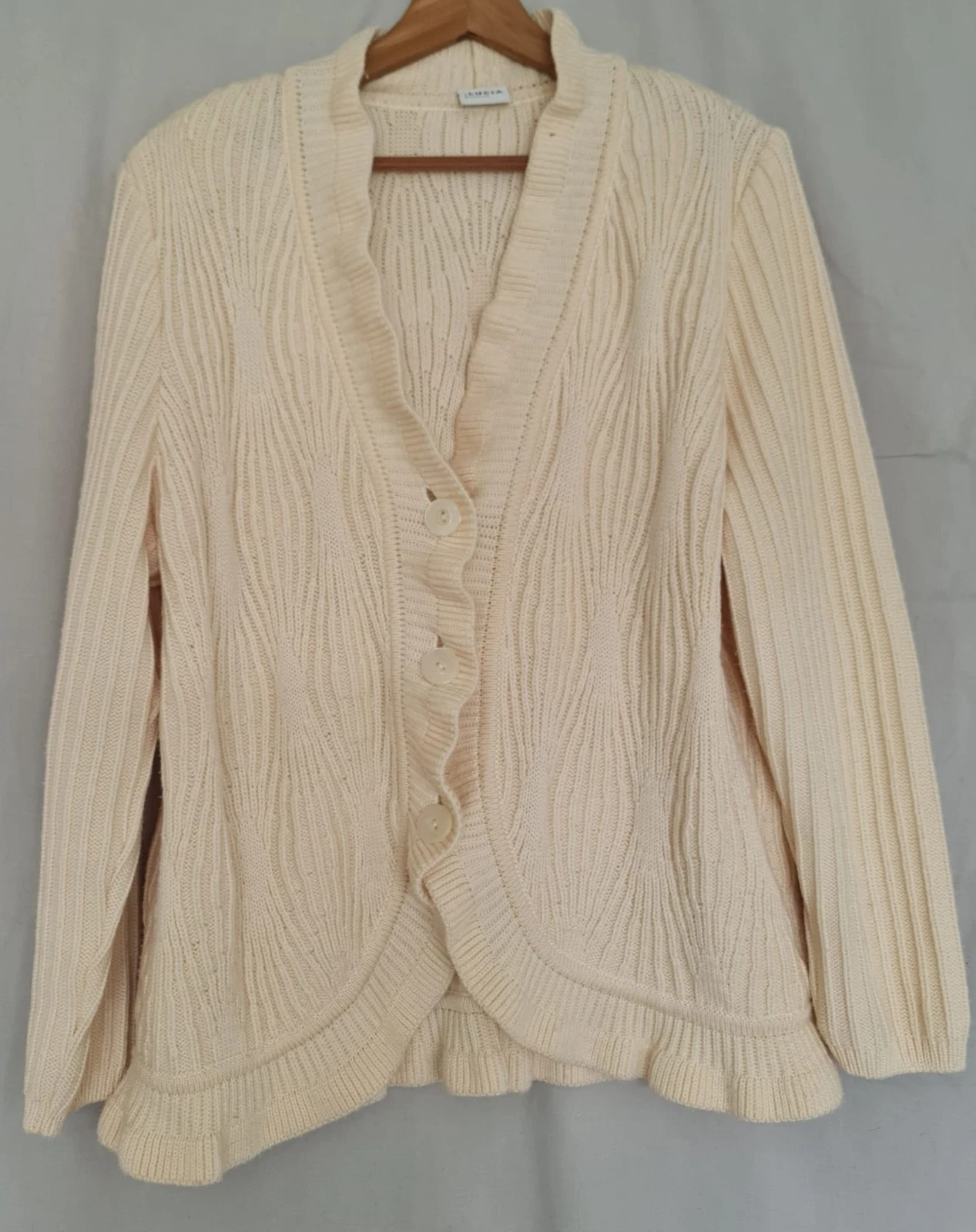Woolmark Pure Wool Women’s Cardigan Cream XL / UK 20-22