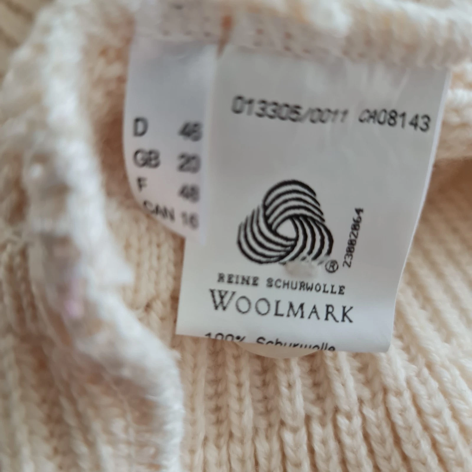 Woolmark Pure Wool Women’s Cardigan Cream XL / UK 20-22 - Image 4